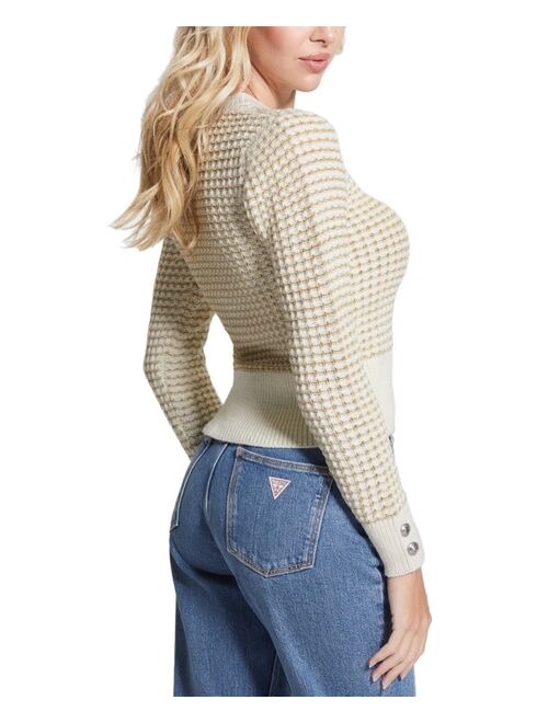 GUESS Women's Georgie Waffle-Knit Crewneck Sweater