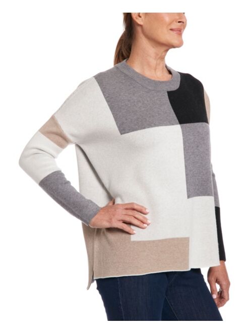 Joseph A Women's Color Block Crewneck Pullover Sweater