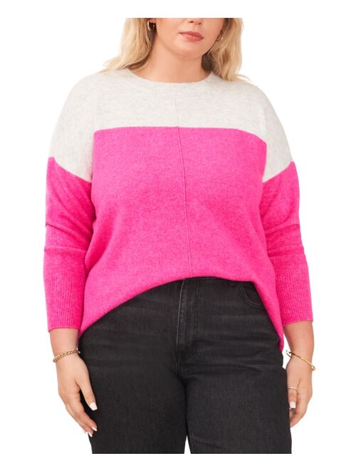 Vince Camuto Plus Size Extended Shoulder Color-Blocked Sweater