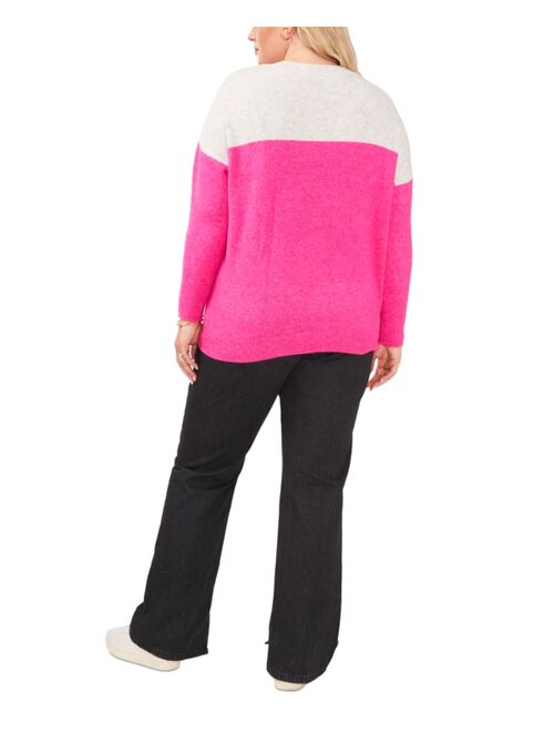 Vince Camuto Plus Size Extended Shoulder Color-Blocked Sweater