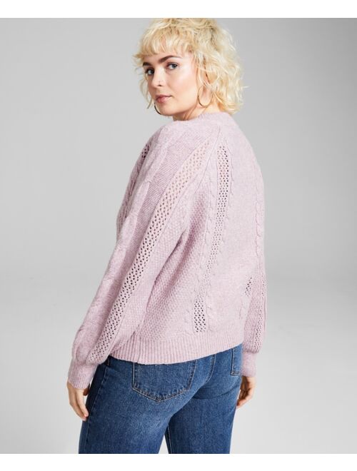 And Now This Women's Cable-Knit Raglan-Sleeve Sweater, Created for Macy's