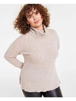 Plus Size Turtleneck Long-Sleeve 100% Cashmere Sweater, Created for Macy's