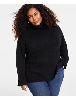 Plus Size Turtleneck Long-Sleeve 100% Cashmere Sweater, Created for Macy's