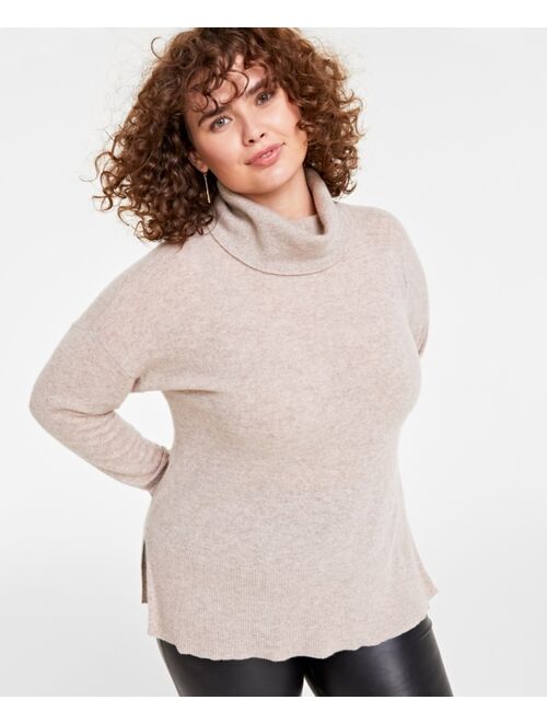 Charter Club Plus Size Turtleneck Long-Sleeve 100% Cashmere Sweater, Created for Macy's