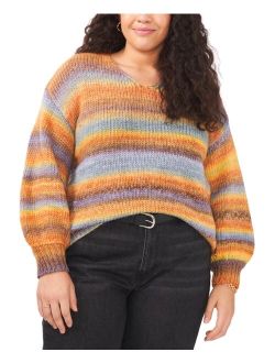 Plus Size Cozy Space Dye V-Neck Sweater