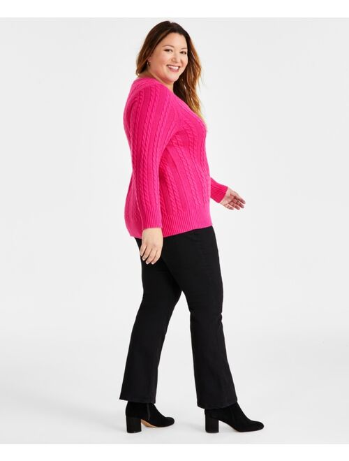 Style & Co Plus Size Cable Knit Sweater, Created for Macy's