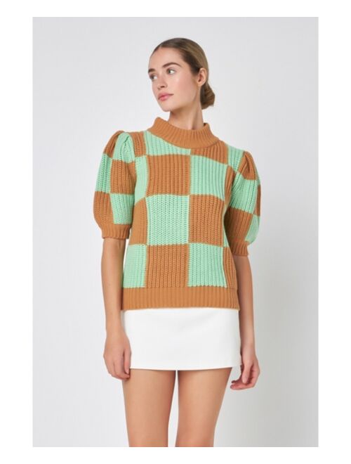 English Factory Women's Check Pattern Sweater