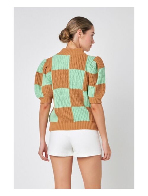 English Factory Women's Check Pattern Sweater