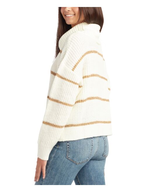 BCX Juniors' Cowlneck Striped Sweater