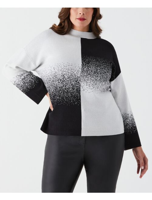 ELLA Rafaella Plus Size Ombre Mock Neck Long Sleeve Sweater