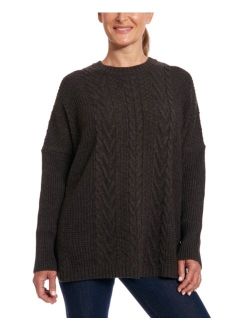 Joseph A Women's Long Sleeve Cable Front Plaid Back Pullover Sweater