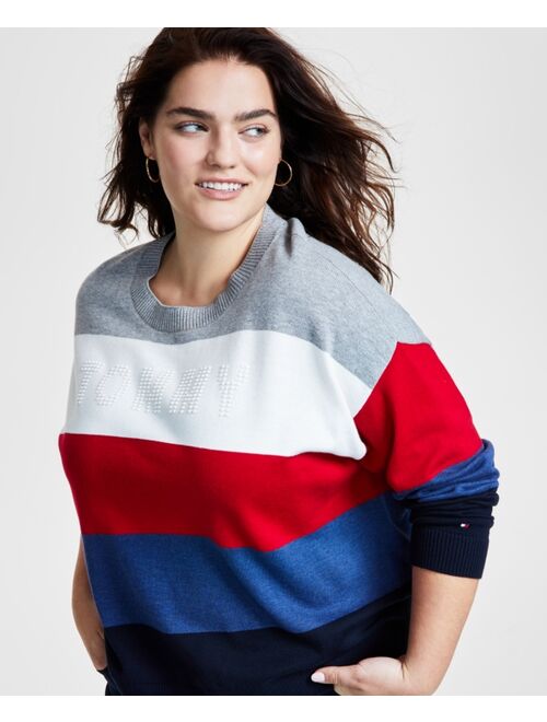 Tommy Hilfiger Plus Size Striped Bubble Sweater
