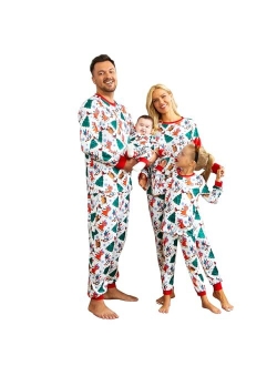 Mumetaz Christmas Pajamas for Family Set Tree Plaid Snowman Striped Reindeer Santa PJs Women Men Clothes Sleepwear