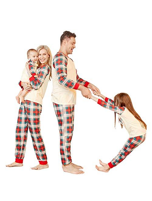 Mumetaz Christmas Pajamas for Family Set Tree Plaid Snowman Striped Reindeer Santa PJs Women Men Clothes Sleepwear