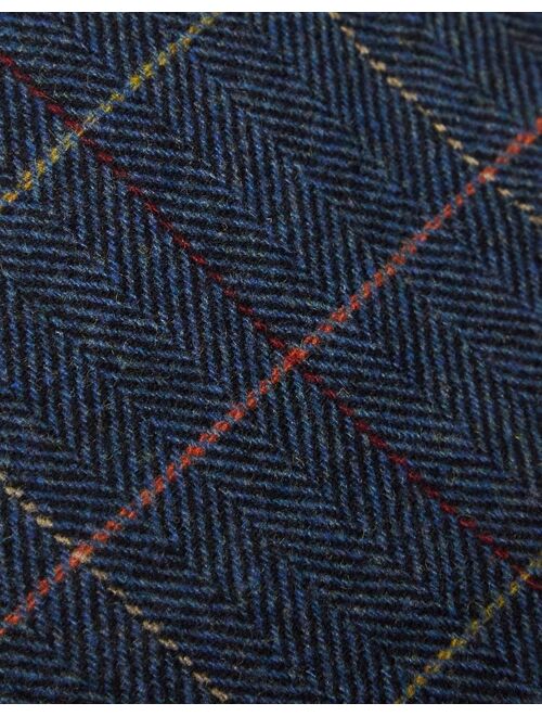 French Connection checked flat cap in navy