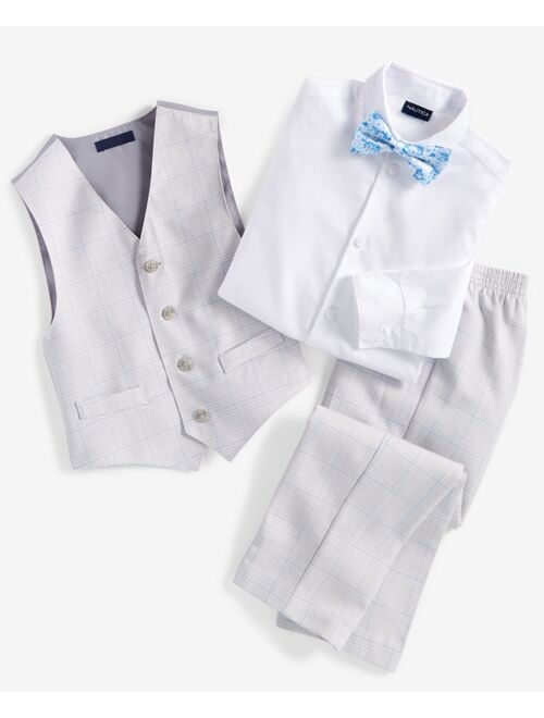 NAUTICA Little Boys 4-Pc. Tinted Windowpane Vest Set