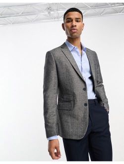 suit jacket in gray herringbone