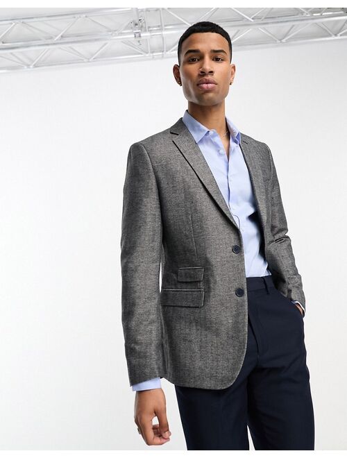 French Connection suit jacket in gray herringbone