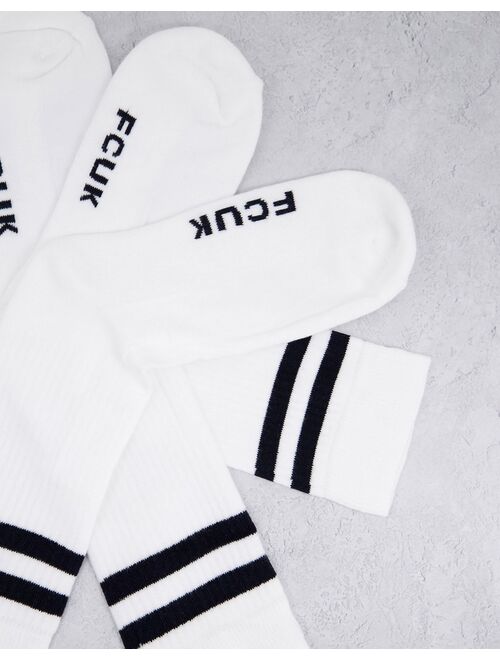 French Connection FCUK 5 pack sport socks in white
