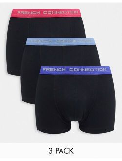 3 pack contrast waist band boxers in black
