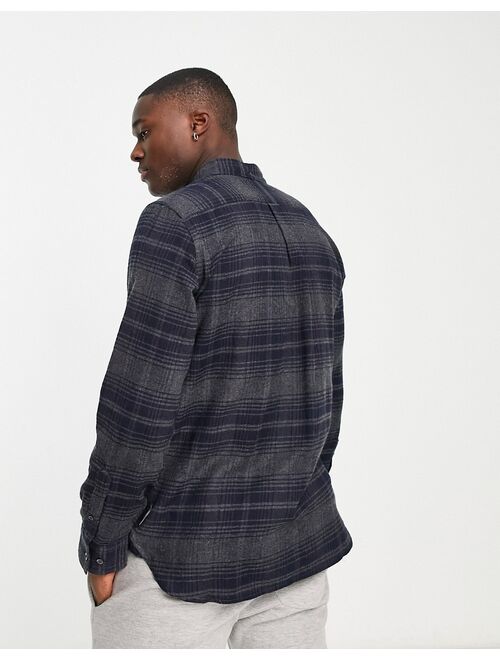 French Connection long sleeve plaid flannel shirt in charcoal