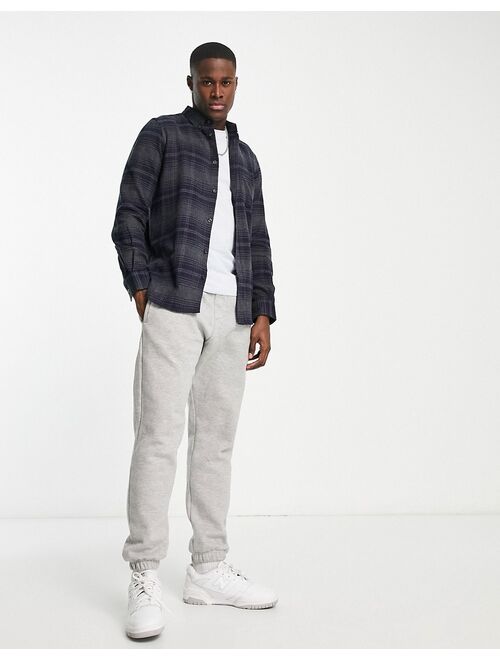 French Connection long sleeve plaid flannel shirt in charcoal