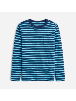 Kids' long-sleeve pocket T-shirt in stripe