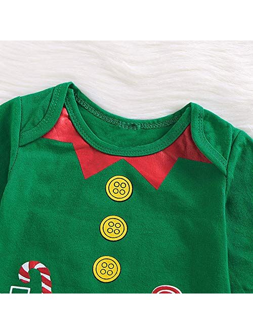 Happidoo 3PCS Baby Boy Girl Christmas Outfit Elf Long Sleeves Romper with Hat