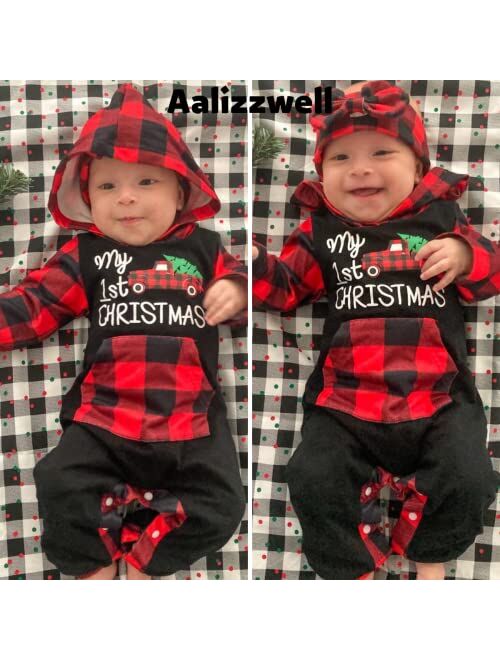 Aalizzwell Newborn Infant Baby Boys Girls Christmas Hooded Romper