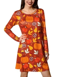Spadehill Thanksgiving Dress for Women Long Sleeves Turkey Tunic Costume with Pockets
