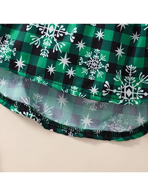 Guodeunh 1st Christmas Outfit Newborn Baby Girl Flutter Lace Long Sleeve Top Floral Skirt Bodysuit Xmas Dress Headband