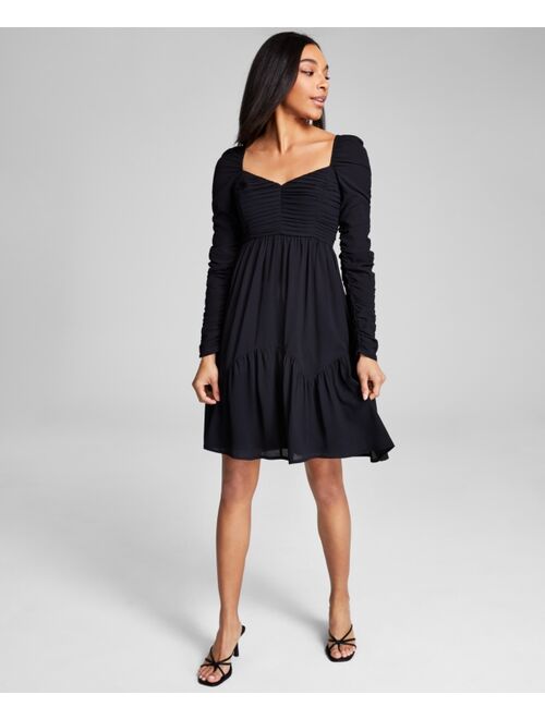 AND NOW THIS Women's Ruched Fit & Flare Mini Dress