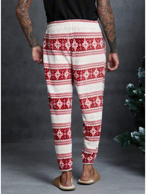 SHEIN Men Christmas Print Drawstring Waist Sweatpants