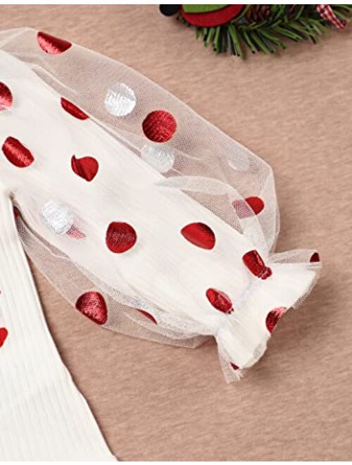 Okgirl My First Christmas Outfits Newborn Baby Girl Clothes Ruffle Sleeve Tops+Santa Pants with Headband Clothing Set