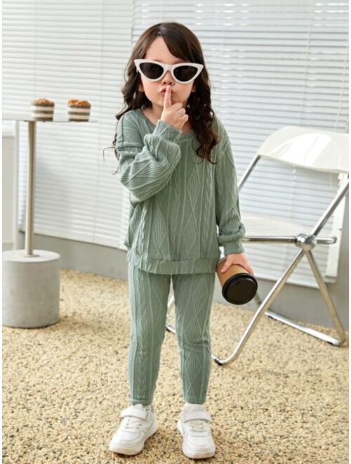 SHEIN Kids EVRYDAY Toddler Girls Drop Shoulder Top & Leggings