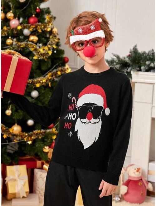 SHEIN Tween Boy 1pc Christmas Santa Claus Pattern Sweater
