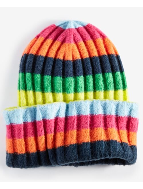 ON 34TH Women's Striped Wide-Ribbed Beanie, Created for Macy's