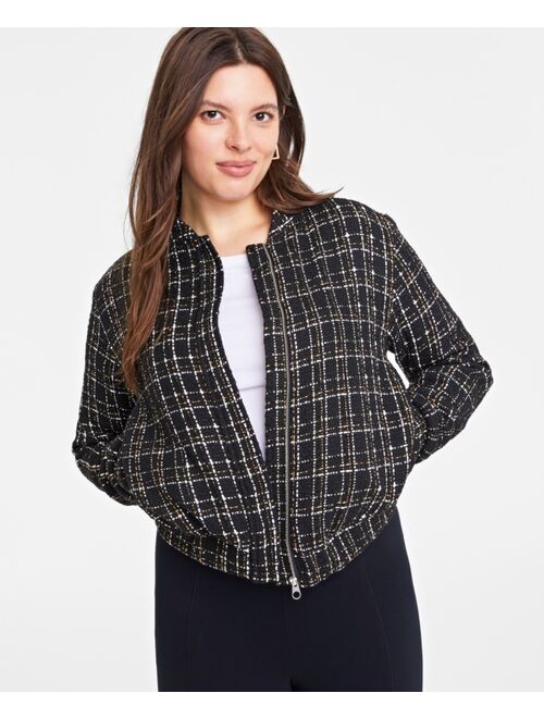 ON 34TH Women's Metallic Tweed Bomber Jacket, Created for Macy's