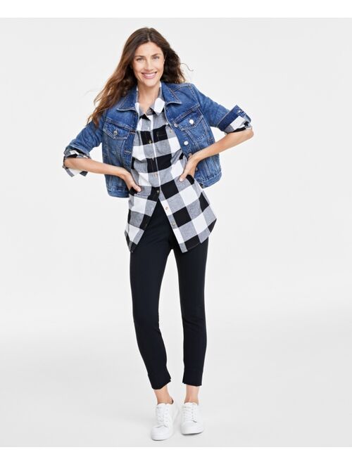 ON 34TH Women's Cotton Flannel Plaid Tunic Shirt, Created for Macy's