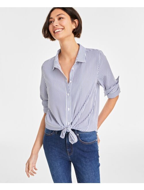 ON 34TH Women's Button-Front Crepe Shirt, Created for Macy's
