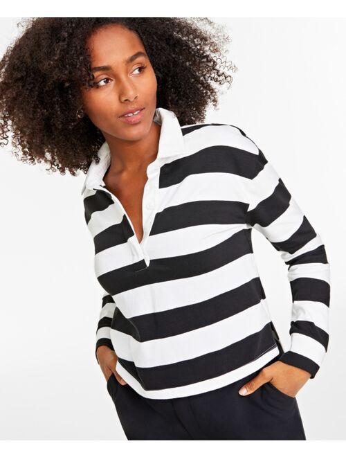 IZOD ON 34TH Women's Cotton Long-Sleeve Rugby Shirt, Created for Macy's