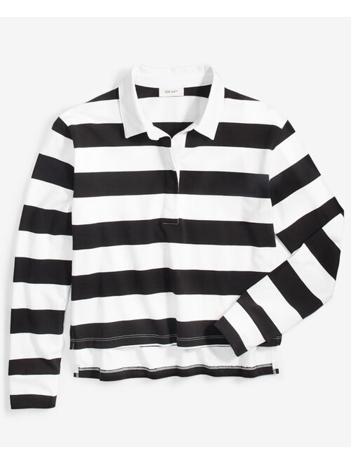 IZOD ON 34TH Women's Cotton Long-Sleeve Rugby Shirt, Created for Macy's