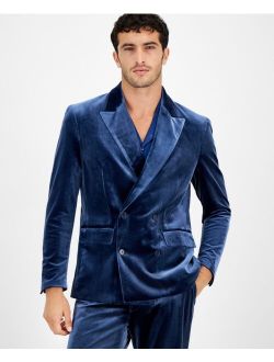 I.N.C. INTERNATIONAL CONCEPTS Men's Slim-Fit Double-Breasted Velvet Blazer, Created for Macy's