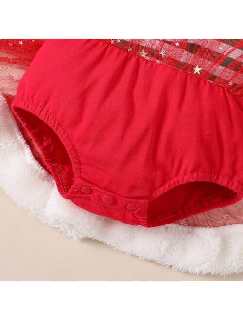 VINUOKER Newborn Baby Girls 1st Christmas Outfits,Infant Girls Xmax Dress,Baby Girl Christmas Romper Santa Baby Clothes