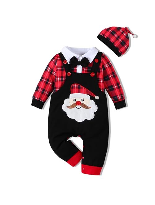 VINUOKER Baby Boy Halloween Clothes,Long Sleeve T-Shirt + Overalls,3pc My First Halloween Outfit,Infant Suspender Outfit Set