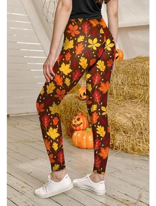 Spadehill Halloween Leggings for Women Funny Graphic Stretchy Pants