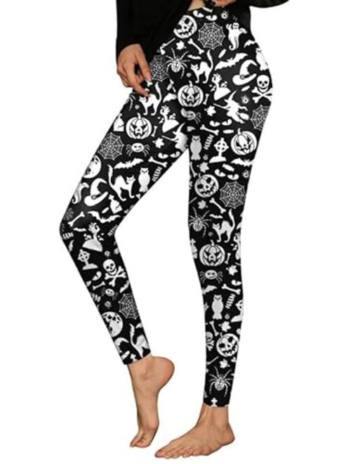 Spadehill Halloween Leggings for Women Funny Graphic Stretchy Pants