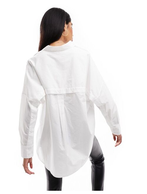 French Connection Rhodes poplin shirt with removable back button detail in white