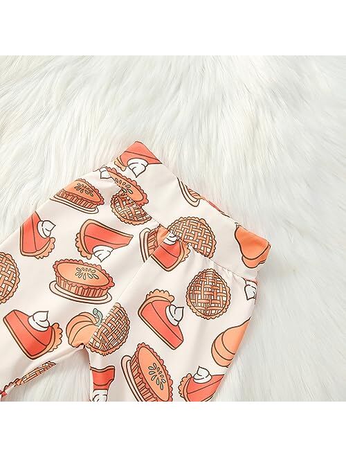 vchoohce Baby Girl Long Sleeve Letter Print Shirt Top Pie Bell Bottoms Pants Toddler Fall Clothes Set