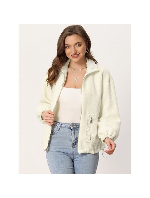 allegra k Women's Long Sleeve Cardigan Coat Lapel Warm Fuzzy Fleece Jacket Oversized Winter Outwear